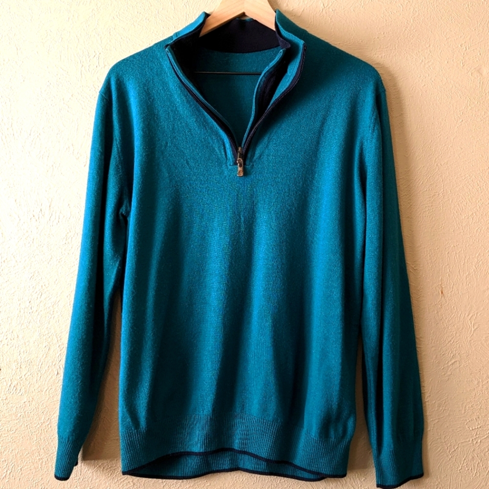 Gianni Marcelo Teal/Turquoise  marino wool blend sweater Size XL